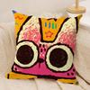 Art Dopamine Doodle Cat Cushion Cover Silky Short Plush Invisible Zipper Dustproof Sofa Pillow Case For Home Decor
