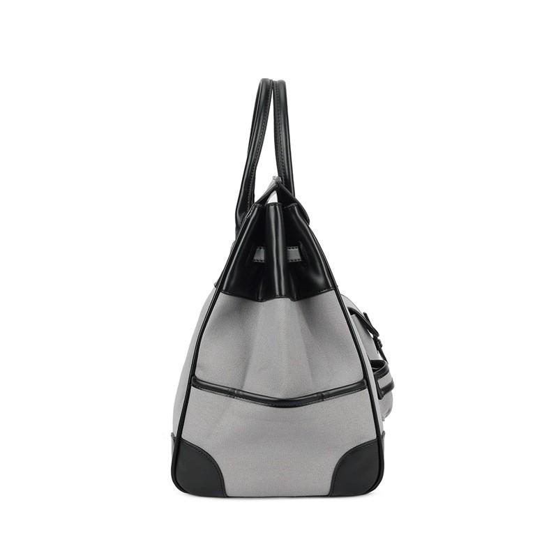 Unisex Large Capacity Travel Bag Crossbody Shoulder Handbag Geometric 16 Inch Laptop Compartment PVC With Faux Leather