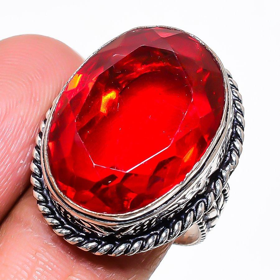 Natural Mozambique Garnet Gemstone 925 Sterling Silver Jewelry Ring Size 9 AR-16425