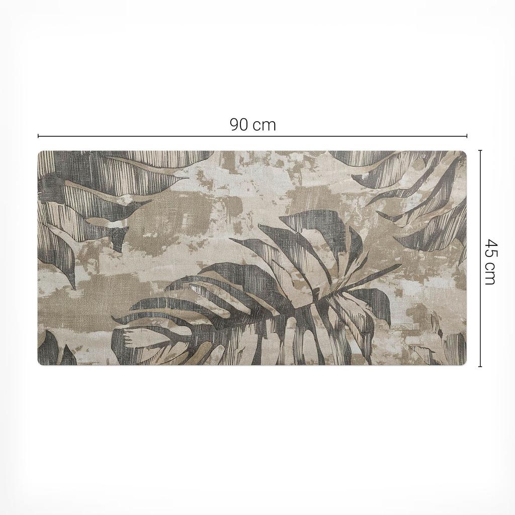 Protective Desk Pad with Leaves Graphic On an Abstract Background 90x45 Cm
