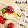 New 4 Pcs Kitchen Tools Cocktail Dessert Fork Tasting Stainless Steel Appetizer Cake Fruit Fork Food Pick Accessories Supplies
