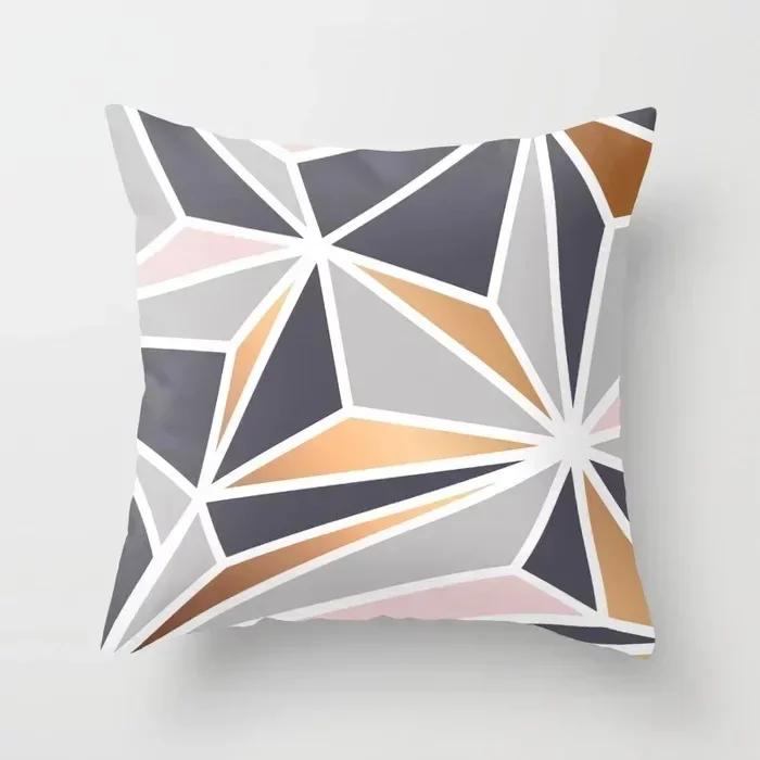 Pink Geometric Abstract Decorative Pillows Case Marble Pattern Flower Designer White and Black Grey Cheap Cushion Cover 45*45 Cm