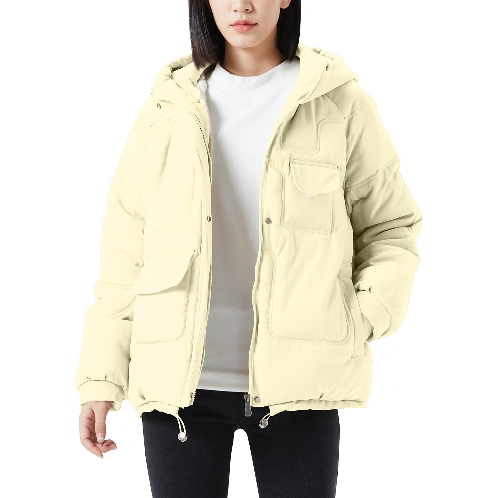 

Женская повседневная теплая универсальная куртка из утолщенного хлопка с большим воротником XL жёлтый