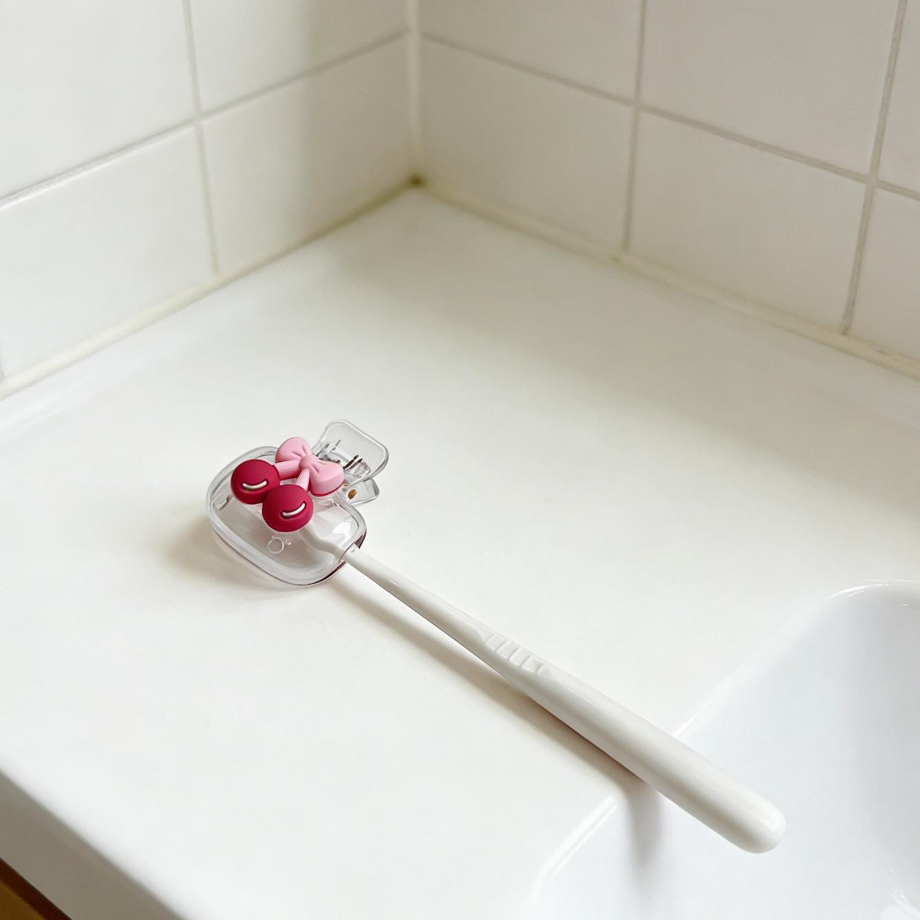 

Cute Cherry Design Elements Paired with Toothbrush Head Protective Cover,Suitable for Home Use or Travel Carrying