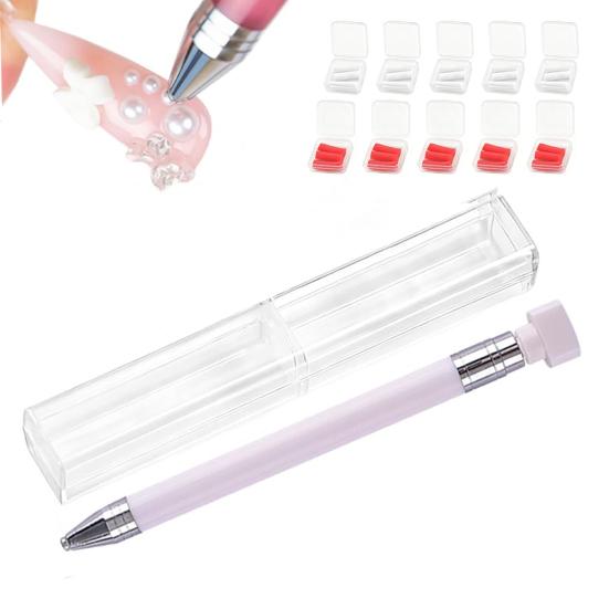 1 Zestaw Narzędzie do Podnoszenia Cyrkonii z Wkładami DIY Zdobienie Paznokci Cyrkonie Malowanie Dekoracja Kropkowanie Wymienny Woskowy Pisak Obrotowe Narzędzia do Podnoszenia Cyrkonii