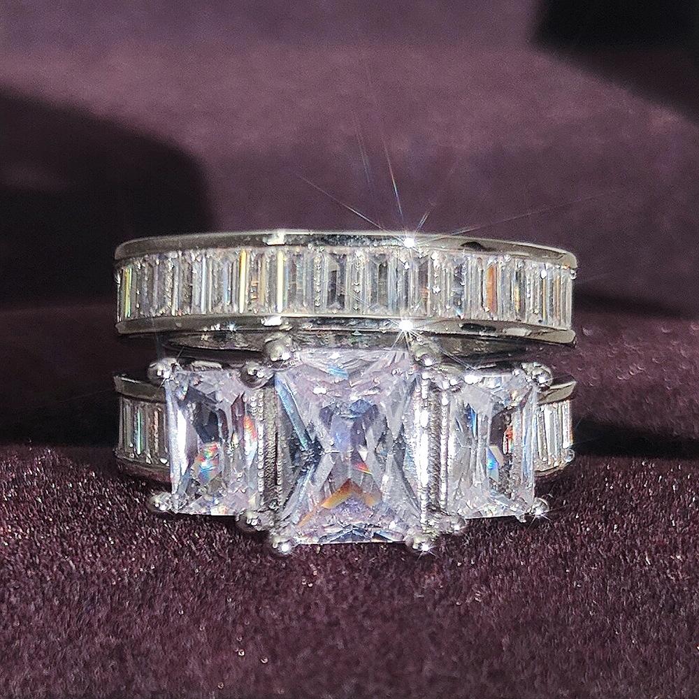 

Zircon Diamond Inlaid Stackable Ring - European & American Jewelry Size 8 белый