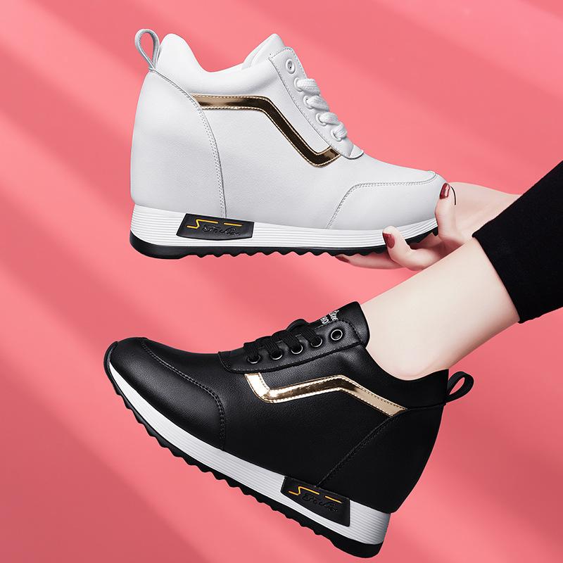 Inner Height Increase Women 'S Shoes  New Spring And Autumn White Shoes Flat Casual All -Match Sports Shoes