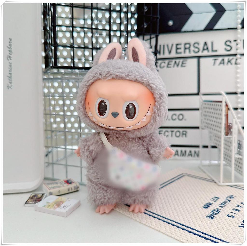 First, Second, and Third Generation Labubu Doll Clothes & Accessories Set: Includes 17cm and 10cm Doll Clothes, Crossbody Bag, and Hair Clip.