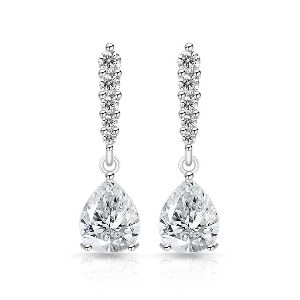 Copper Zircon Earrings Luxury Finish Fashion Jewelry Earrings Water Drop Earrings For Women Girls