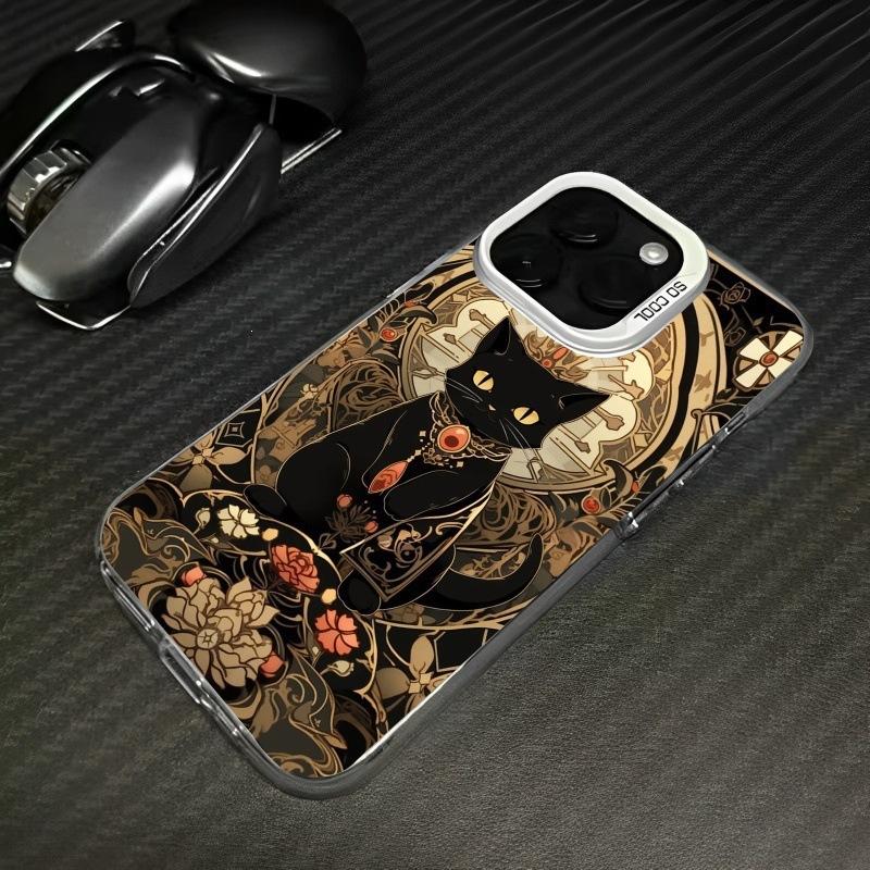 Lucky Cat Mobile Phone Case Is Suitable for Apple 16 Guochao Iphone16promax Gilt 16 Rich 15 Niche Cats