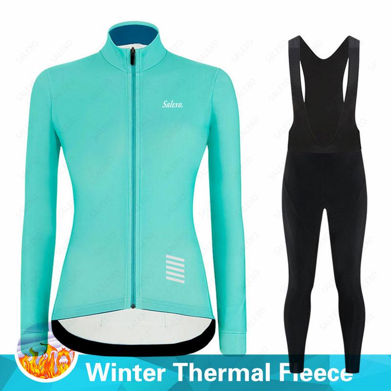

2026 Velvet Warm Women Winter Cycling Jersey Set Salexo Thermal Fleece Cycling Clothes MTB Bicycle Clothing Warm Mountain Bike Cycling Wear Suit S