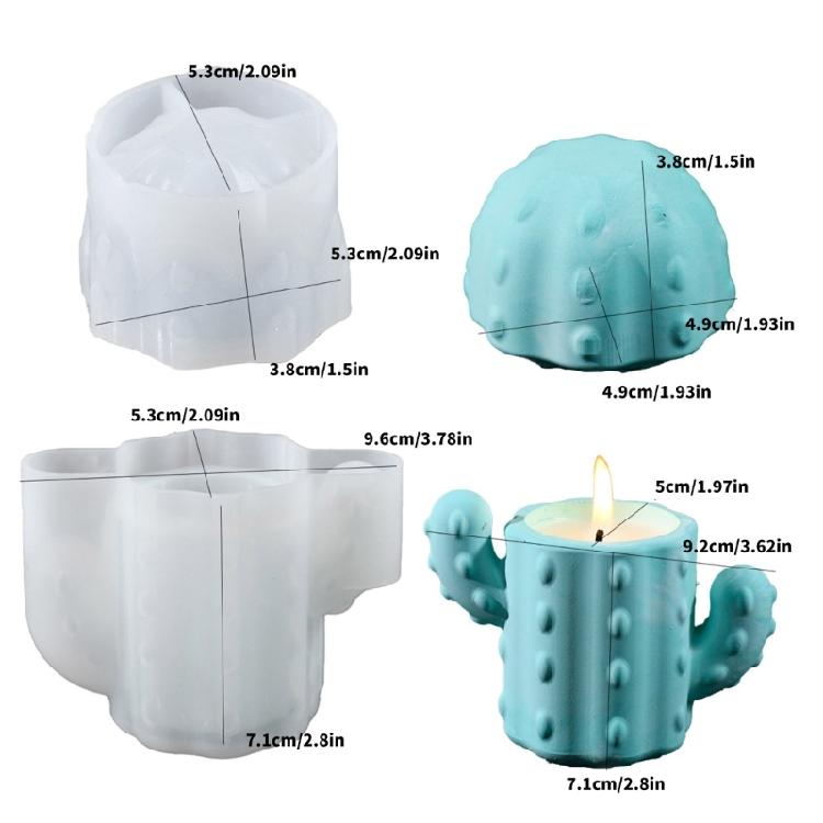 Multipurpose Elegant Styles Cactus Sturdy Silicone Mold Collection Accessory for Unique Candle Cups and Keepsakes Boxes