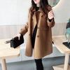Women Fall Winter Trench Coat Double-breasted Thick Warm Vintage Woolen Mid Length