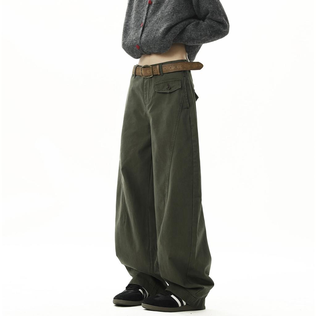 American Retro Scimitar Pants Men's and Women's Winter Trendy Brand Design Sense Tooling Trousers High Street Loose Pockets Casual Pants