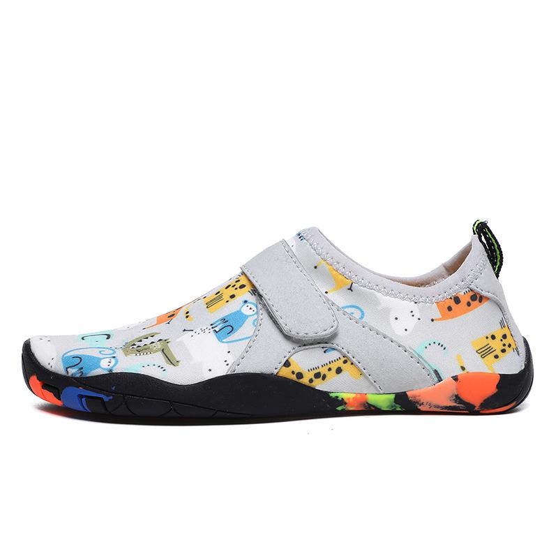 

Детский размер 29-38 Принтованные туфли для плавания против течения для детей Мягкая подошва Сноркелинг Бродовые Пляжные туфли Уличная обувь для дайвинга для мальчиков 35