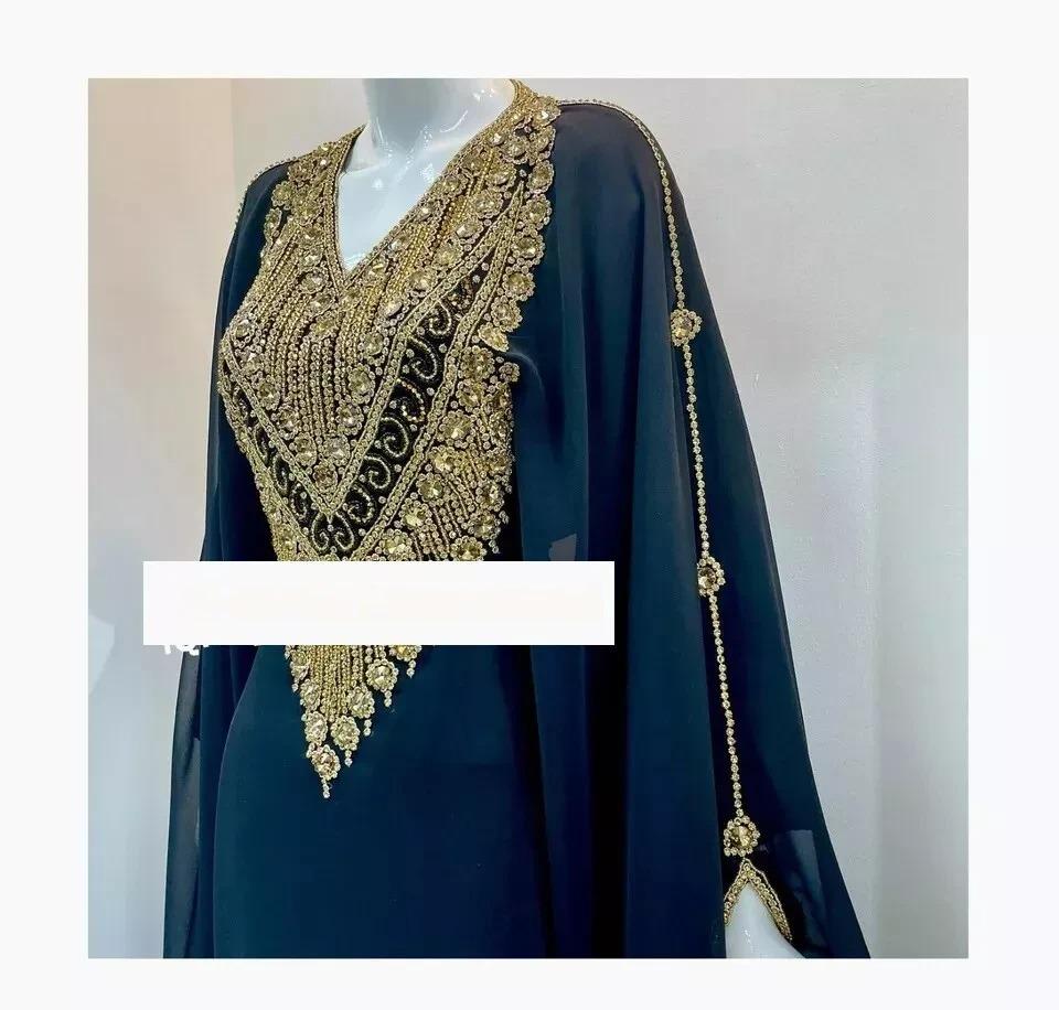 Women Moroccan Dubai Kaftans Abaya Farasha Handmade Dress Fancy Long Gown Eid