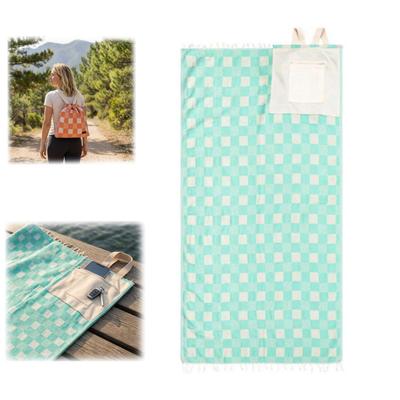 2-in-1 Beach Towel Backpack, Convertible Towel And Backpack with Inner Zipper Pocket, Sand-Repelling Fabric Beach Bag, Quick-Dry Mat for Camping