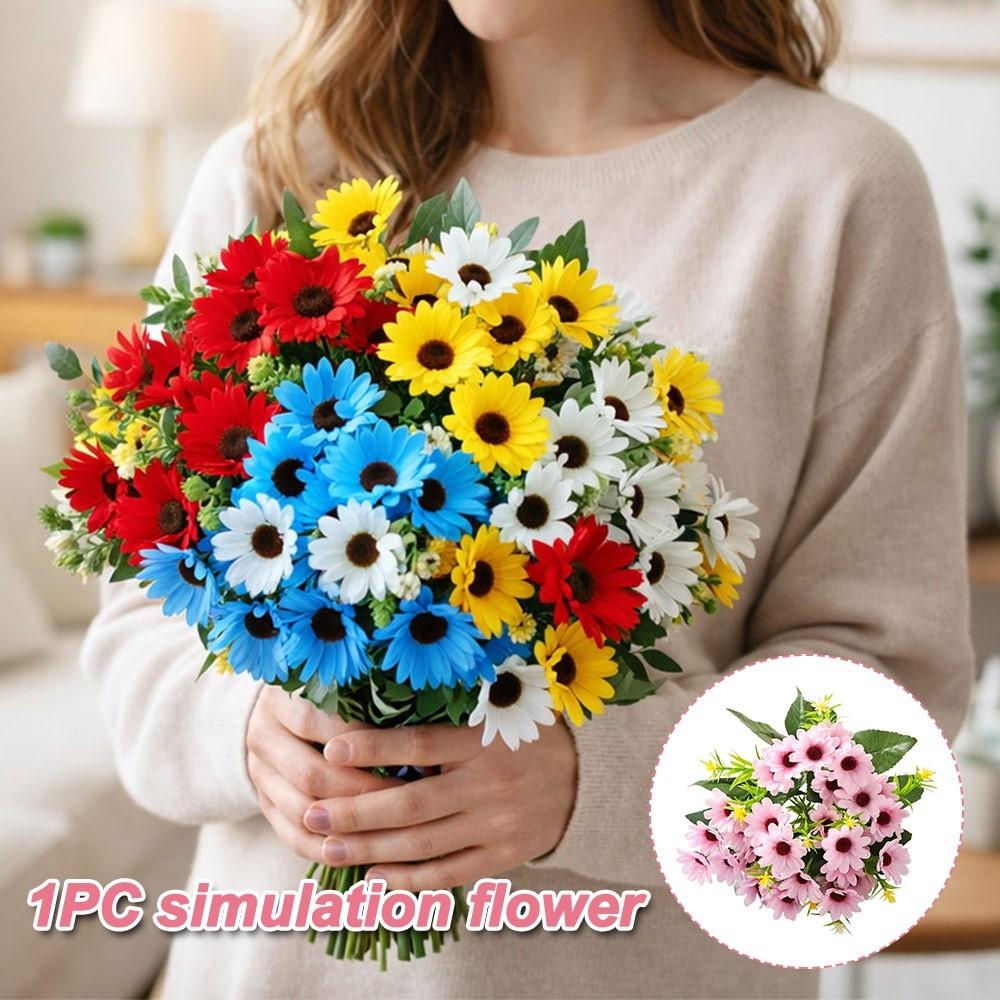 Fashion 20 Heads Artificial Flowers DIY Flower Silk Sunflowers Bouquets Multicolor Floral Arrangement Fake Flowers Party Decor