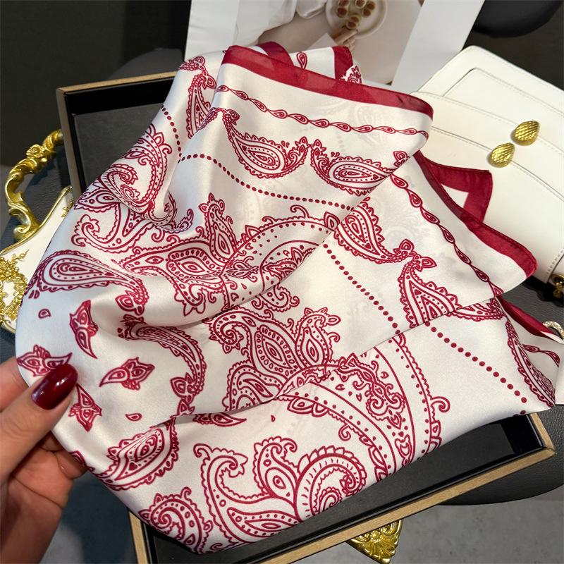 Luxury Paisley Print Square Scarf Soft Satin Scarf Neckerchief Popular Scarves Bandanna Suit Scarf Tie Neck Bag