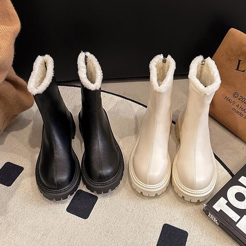 Design Winter Women Warm Plush Ankle Boots Comfort Non Slip Big Size Shoes Concise Cotton Short Botas De Mujer