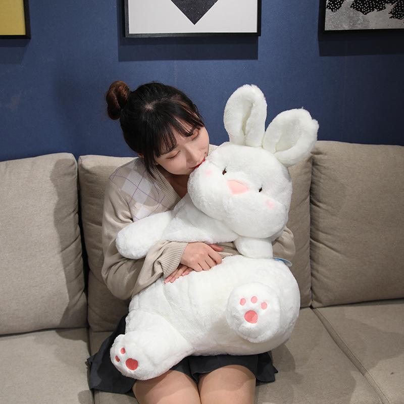 Cute Lazy Rabbit Plush Doll Soft Cute Little White Rabbit Cloth Doll Big Throw Pillow Girl Bed Sleeping Pillow Gift