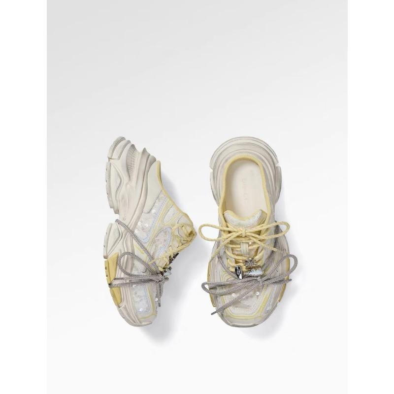 

Trendy retro mesh dad slippers women s summer new thick-soled old casual shoes bag head drag 35 жовтий