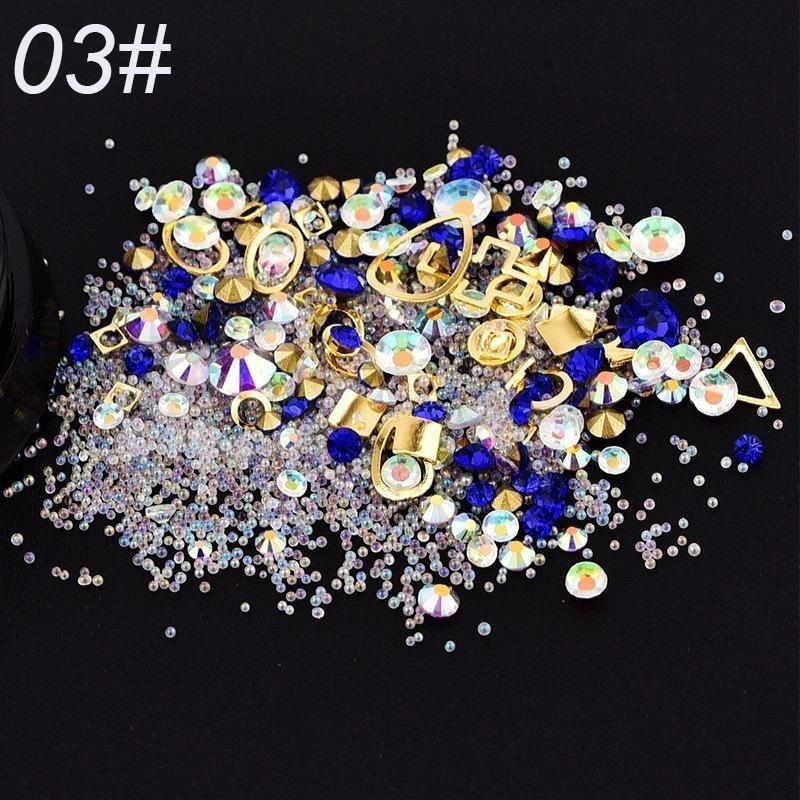 4cm Black Box Mixed Rhinestones for Nail Art - 12 Styles Available