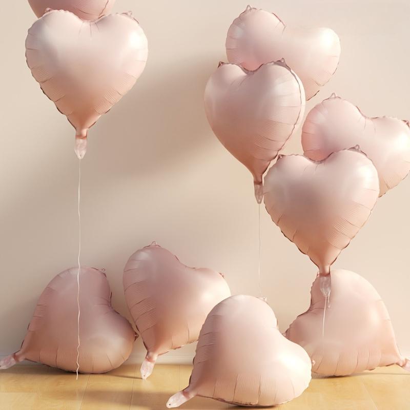 10pcs/set 18 Inch Pink Heart-Shaped Aluminum Foil Balloons Weddings Engagements Anniversaries Mother's Day Graduation Decoration