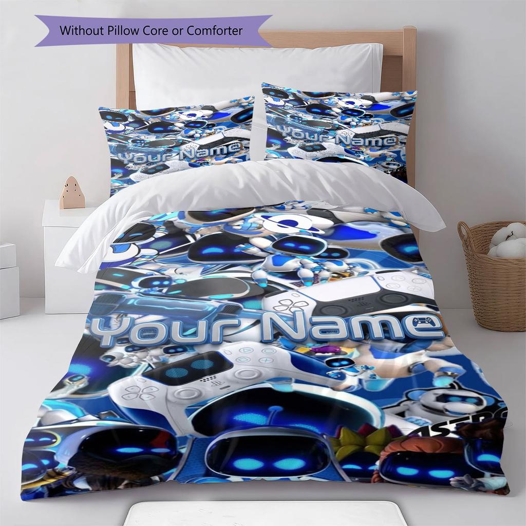 ASTRO BOT Custom Name Pattern Bedding,Quilt Set Quilt Cover Pillowcase Home Birthday Gift(1 * Duvet Cover + 2 * Pillowcase, Without Core)