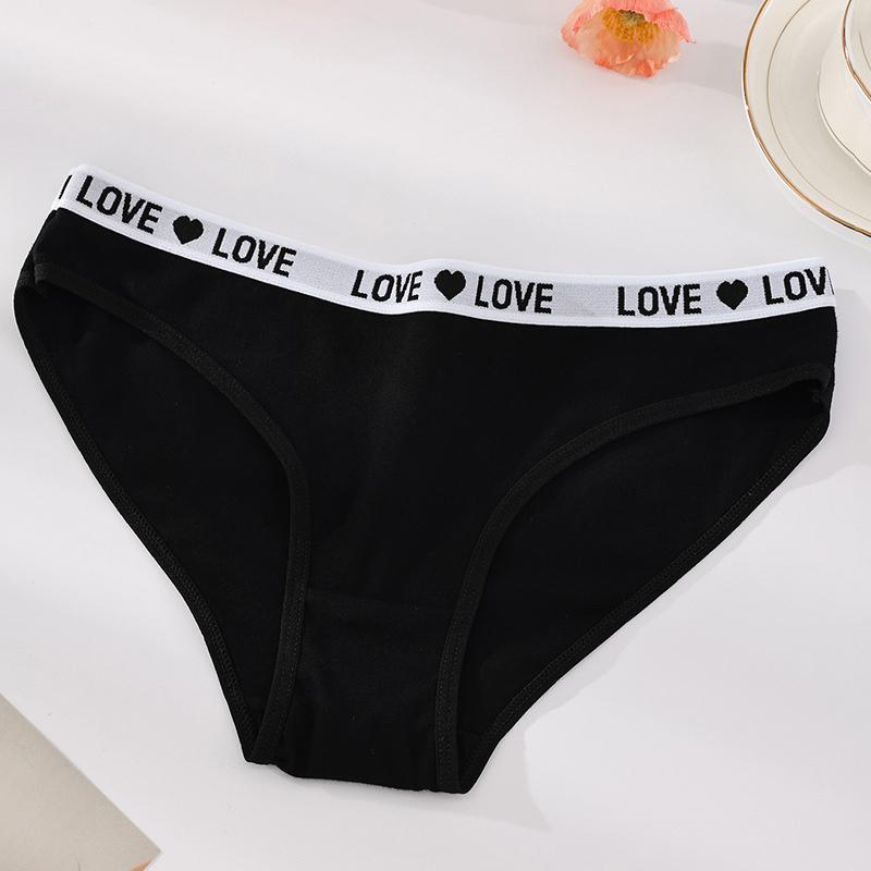 

Women Cotton Panties Sexy Ladies Underpants Letter Girls Briefs Soft Female Underwear Breathable Stretch Women s Lingerie XS-XL XS чёрный