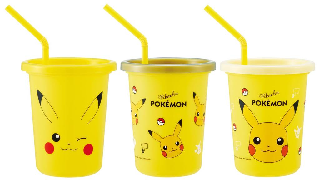 Skater 320ml Tumblers with Set of Made In Pikachu Face Straws, 3, Japan, Pokémon 25, SIH3ST-A