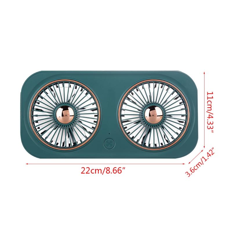 Dual-head Desktop Fan Portable USB Desk Fan with 360° Rotation for Home Office