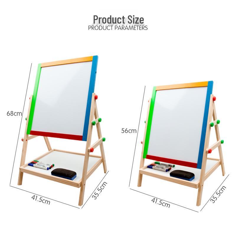 Kids' Double-Sided Magnetic Liftable Wooden Easel - Colorful Art & Drawing Toy