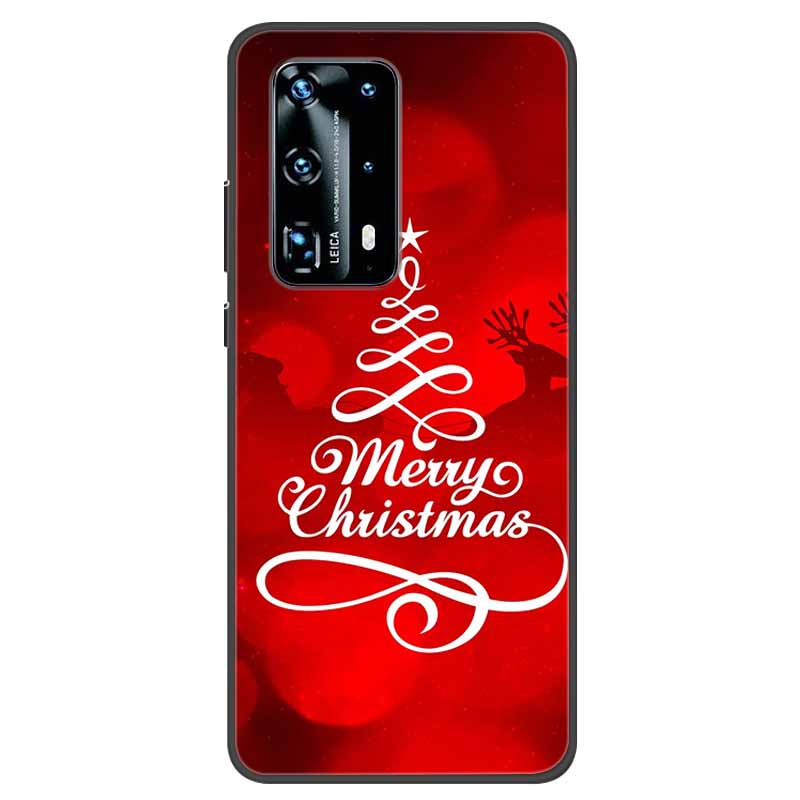 Christmas Phone Cases For Huawei P40 P20 Pro P40 P20 Lite P40 P20Case Black Silicone TPU Soft Cover Santa Claus TPU Bumper Funda