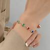 Fashion Women's Bracelet with Colorful Heart Gem Stones - Adjustable Gold Chain Jewelry for Daily Wear