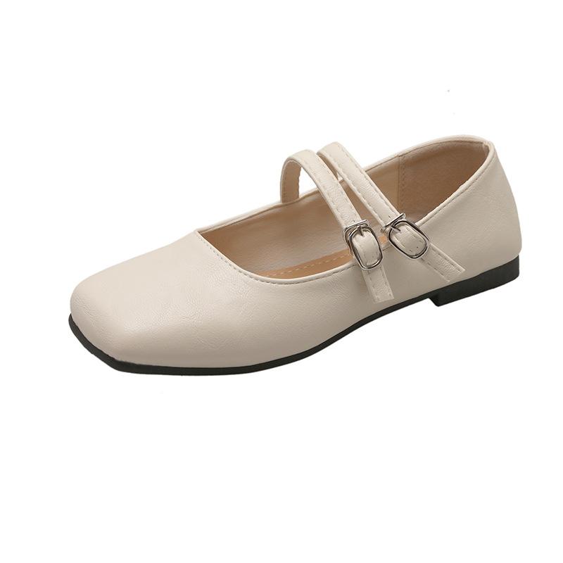 French evening breeze single shoes female 2025 spring and autumn new temperament fairy commuting square head shallow mouth Mary Jane shoes children