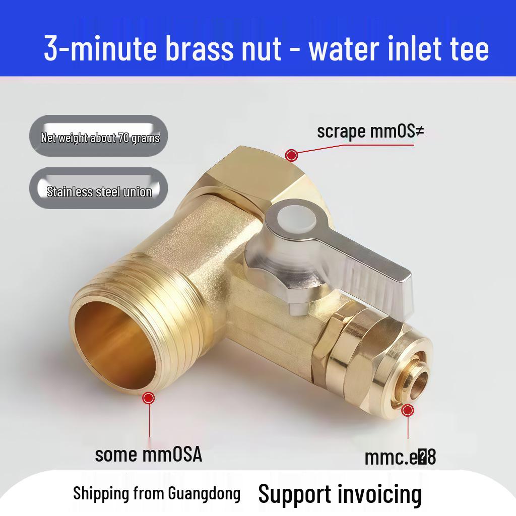 Copper Water Purifier Inlet Tee & Diverter Connector Faucet Adapter