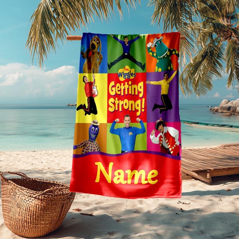 Individuelles ultraweiches Strandtuch mit dem Wiggles-Thema, ideal für Pool - Camping, Tauchen - Perfektes Reiseutensil, Lebendiges Strandtuch.