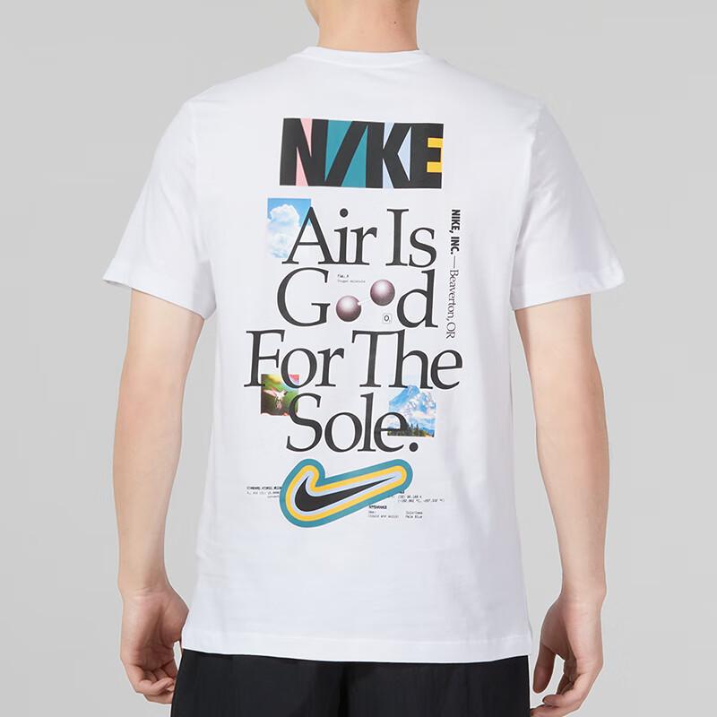 Nike Alphabet Print Fitness Training Round Neck Short Sleeve T-Shirt Men Tops White FB9775-100