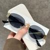 Fashion Elliptical Frame Metal Sunglasses High Sense Cat Eye Frame Sunglasses Internet Celebrity Street Shot Retro Sunglasses