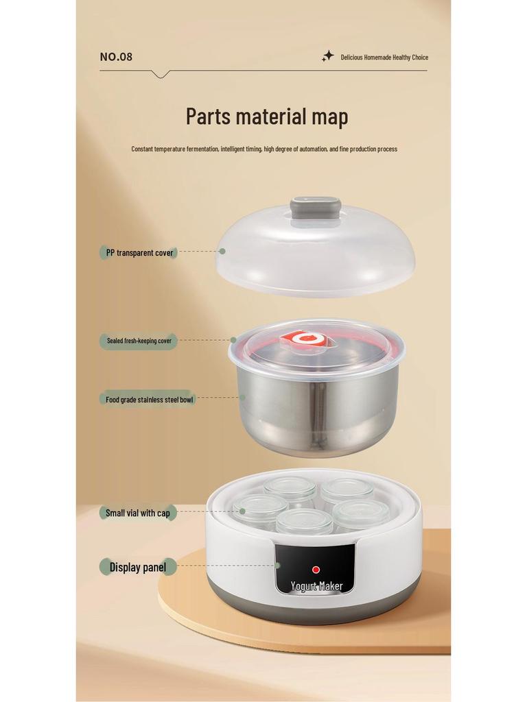 1.2L Household Yogurt & Natto Maker, 110V Fermenter with Constant Temperature and Pet Heating Water Dispenser