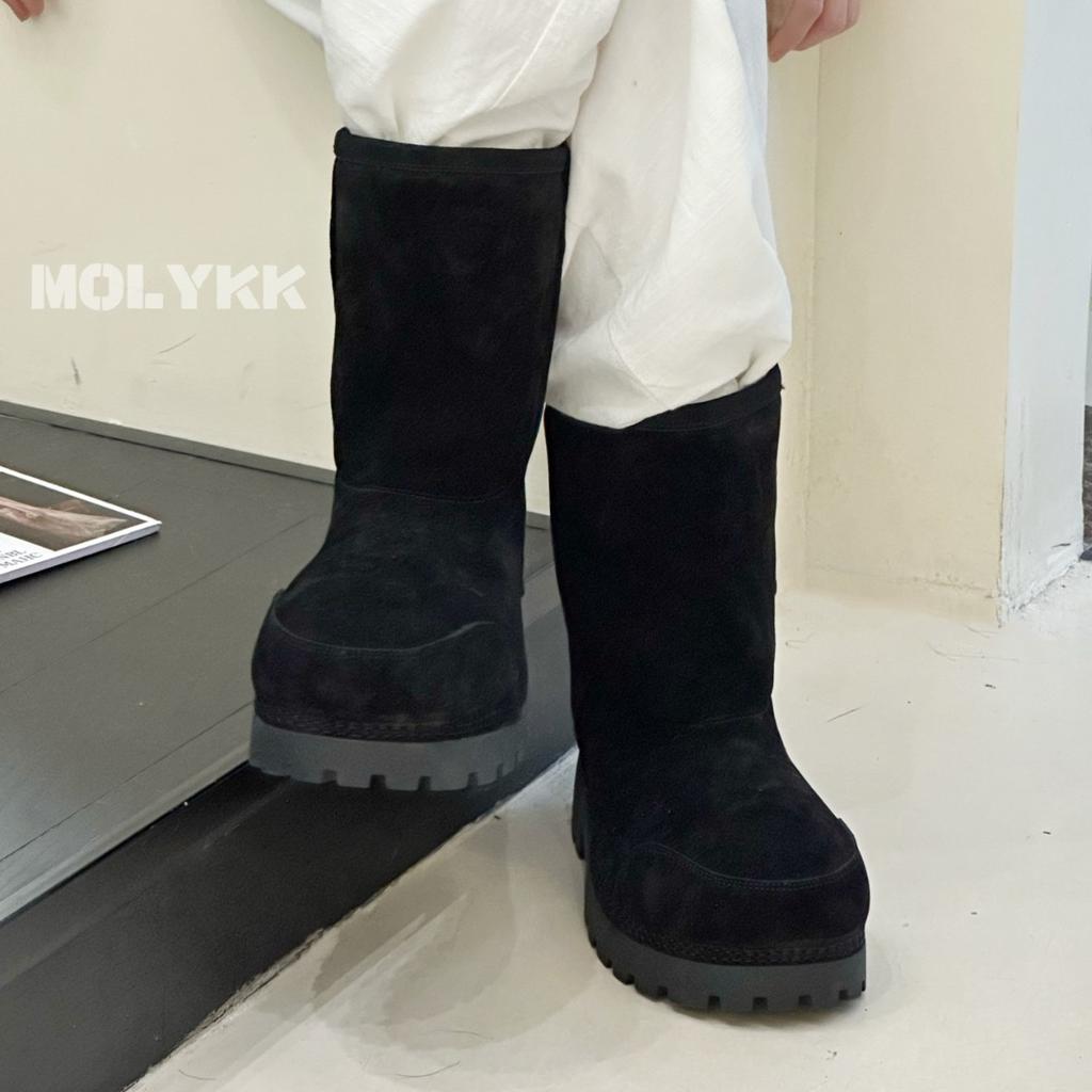 Genuine leather cowhide women's shoes trendy snow boots women's 2025 winter new thickened velvet short tube fashionable versatile warm