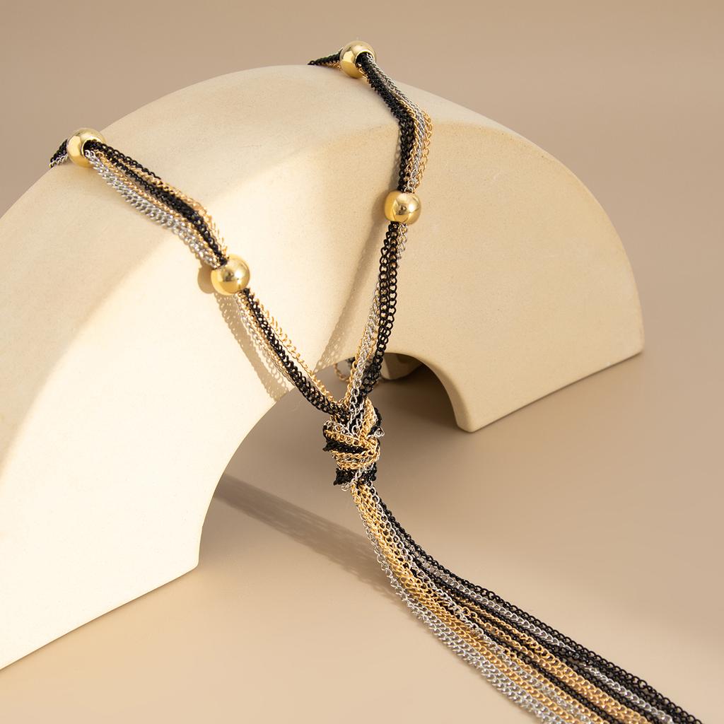 SHIXIN Elegante Collana con Ciondolo Nodo e Nappa Lunga da Donna Sexy Colore Oro Multistrato Catena per Maglione Gioiello per Collo Vestito