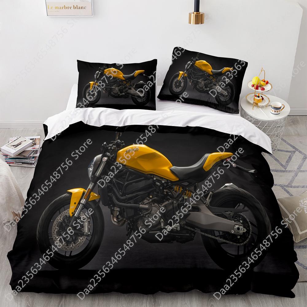 Comforter New Motorcycle Bedding Set Single Twin Full Queen King Size Motorcycle Bed Set Aldult Kid Bedroom Duvet Sets 3D Anime 038