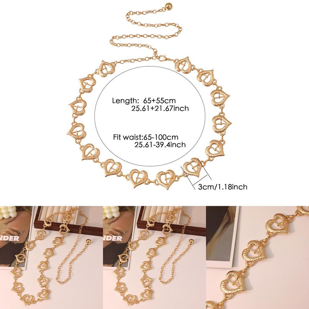 Heart Shaped Metal Waist Chain With Engraved Design For Adult Women Unique Jewelry Gift