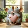 2D Flat Acrylic Mouse and Heart-shaped Decoration, Indoor and Outdoor Decoration - No Battery/electricity Required, Free Day Decoration, S