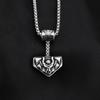 Titanium Steel Thor's Hammer Pendant Necklace - Nordic Viking Retro Design
