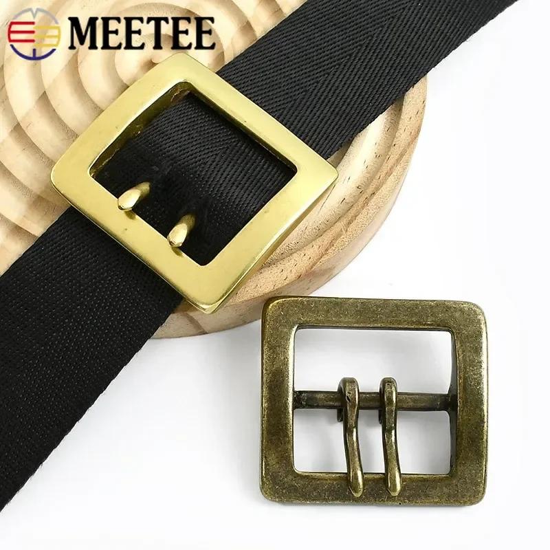 Boucles de Ceinture Rétro pour Homme Meetee 40mm Boucles à Ardillon Cuivre Pur Boucle de Ceinture à Double Aiguille Boucle d'Ajustement de Sangle Accessoires de Couture