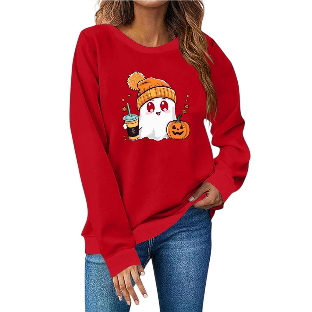 Women's Fashion Casual Print Casual Long Sleeve Round Neck Sweatshirt Top