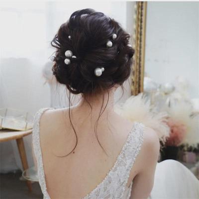 Conjunto de Acessórios de Cabelo Enfeitados com Pérolas para Noivas: Ganchos de cabelo em forma de U, Adornos de cabeça e Acessórios para vestidos
